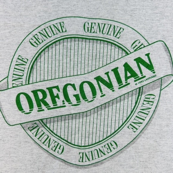 Vintage Oregonian Shirt Mens Large Gray Single Stitch Graphic Anvil USA 90s Tee - Picture 2 of 12